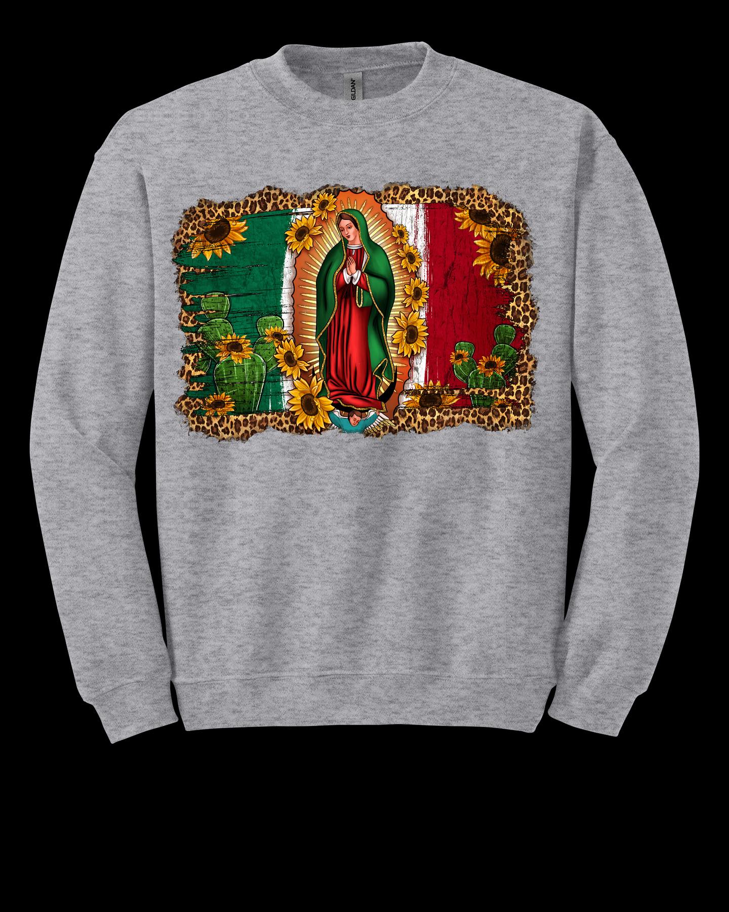 Our Lady of Guadalupe Mexican Flag Crewneck Sweatshirt