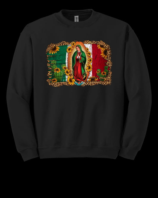 Our Lady of Guadalupe Mexican Flag Crewneck Sweatshirt