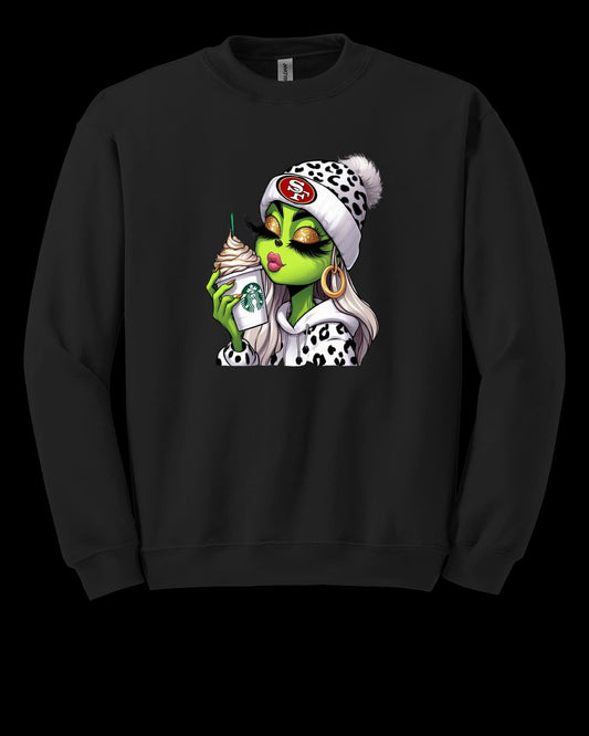 Lady Grinch Caramel Macchiato San Fransisco Football Sweatshirt