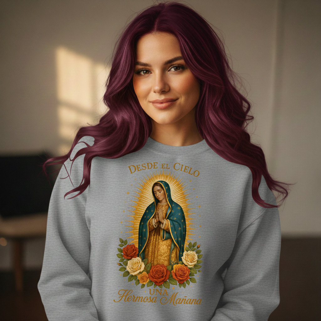 Virgen de Guadalupe "Desde el Cielo" Crewneck Sweatshirt