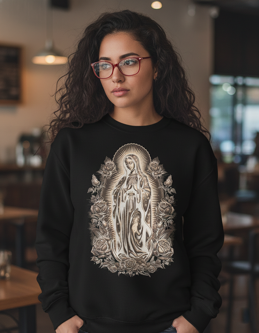 Monochromatic Virgen de Guadalupe Sweatshirt